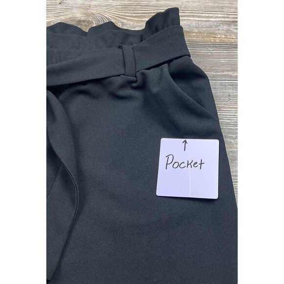 Maurices Black Paperbag High Rise Tie Waist Tapered Crepe Pants Size L - Picture 4 of 16